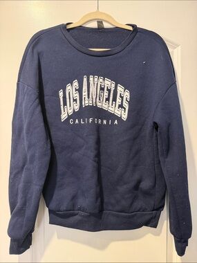 SHEIN Navy Los Angeles Graphic Crewneck Sweatshirt